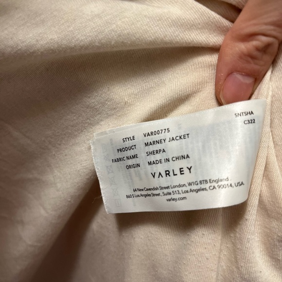 Varley Marney Sherpa Jacket Cream M | Oversized Ribbed Neck Longline Cozy Winter - Picture 13 of 15